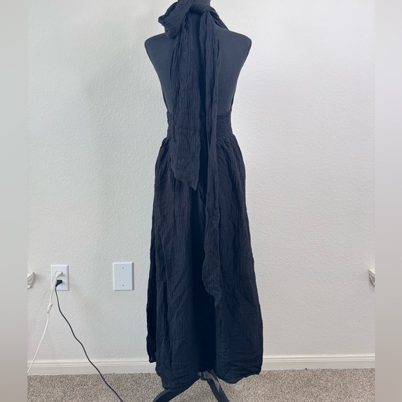 Faithfull The Brand Tropiques Sleeveless Maxi Dress Black Linen Blend Sz 6 - Picture 8 of 12